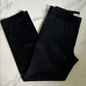 Tory Burch Black Silk Pants with Lace Waistband